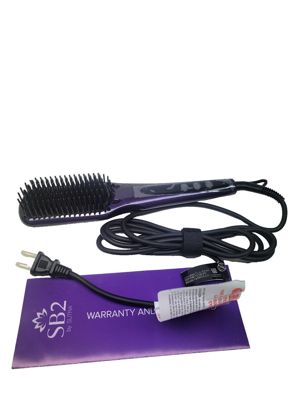 Sutra Beauty Heated Straightening Brush Tourmaline Infused Ceramic Purple *NWOB*
